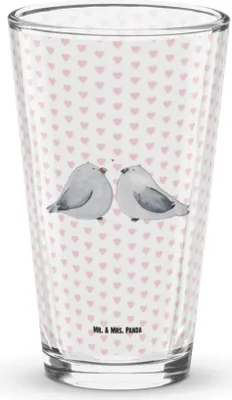 Produktbild von Mr. & Mrs. Panda Bierglas Turteltauben Liebe - Transparent - Geschenk, Glas, Hochzeitstag, Freundin, Wasserglas, Partner, Cocktailglas, Tumbler, Trinkglas, Verheiratet