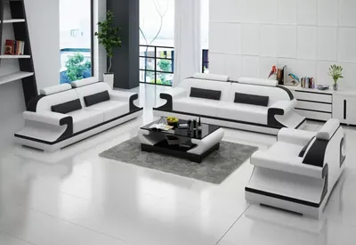 Produktbild von Moderne Sofagarnitur 321 Sitzer Couchtisch Ledersofa Sofa Couch Wohnlandschaft
