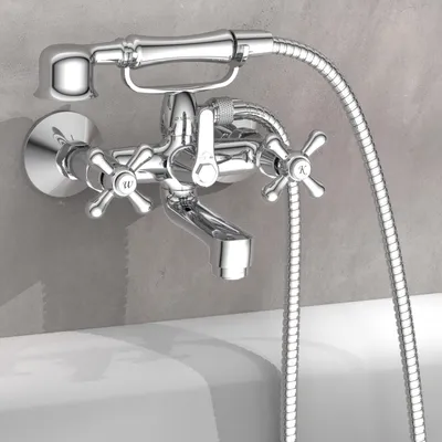 Produktbild von SCHÜTTE Badewannenarmatur ELK, Mischbatterie Badewanne, Wasserhahn Bad mit Handbrause, Chrom