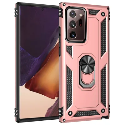 Image de Etui de protection pour Samsung Note 20 Ultra, étui double couche robuste testé militairement avec support d'anneau pour Samsung Galaxy Note 20 Ultra Rose Gold