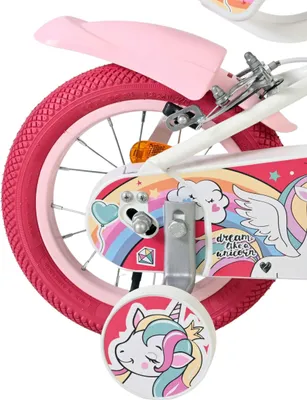 Produktbild von Volare Unicorn Kinderfahrrad – Mädchen – 12 Zoll – Weiß – Zwei Handbremsen
