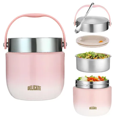 Isolier-Lunchbox 1200 ml Edelstahl mit klappbarem Löffel