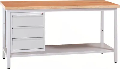 Produktbild von Gürkan Werkbank lichtgrau 3 Schubladen 160,0 x 60,0 x 84,0 cm