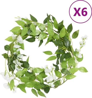 Produktbild von "im Angebot" Weihnachtskränze Blumen 6 Stk. Weiß 200 cm - Kunstpflanzen CC16507