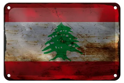 Produktbild von Blechschild Flagge Libanon 18x12cm Flag of Lebanon Rost Dekoration