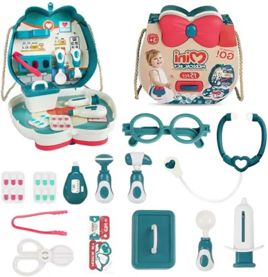 Image de Trousse de docteur pour enfants - Jouet médical - Jeu de rôle - Ensemble de 31 pièces - Mallette de 15 pièces - Vert