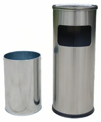Productafbeelding van Decopatent - Staande Asbak met RVS Afvalbak - Rond - Asbak Voor Buiten - Vloerasbak - Buitenasbak Groot - Rookpaal - Asbakken - Afm: 25 x 25 x 60,5