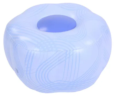Zdjęcie produktu dla Pompka siedzisko, niebieskie w paski, wodoodporne, wykonane z PVC, przenośne, nadmuchiwane podnóżek/siedzisko, idealne na kemping, festiwale muzyczne i do użytku na świeżym powietrzu