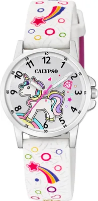 Produktbild von Calypso Kinderuhr Edelstahl weiß analog PolyurethanBand M2035 Quarzuhr K5776/4