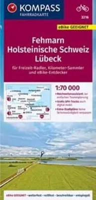 Produktbild von KOMPASS Fahrradkarte 3316 Fehmarn, Holsteinische Schweiz, Lübeck 1:70.000