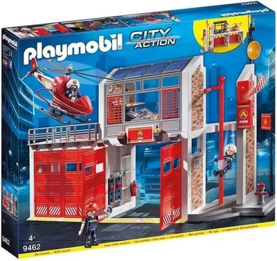 Zdjęcie produktu dla PLAYMOBIL Remiza Strażacka z Helikopterem, City Action, Dla Dzieci od 4 lat, Z Akcesoriami