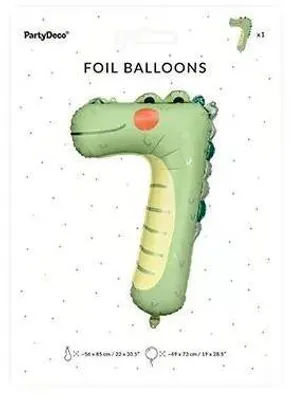 Produktbild von Bunter Krokodil-Folienballon Zahl 7 für Kindergeburtstage
