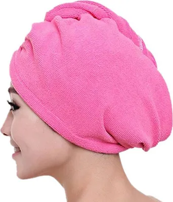 Produktbild von Magische Mikrofaser schnelle trocknende Haartuch Langes Haar schnell Trockner Turban Mütze Hut-Heißes Rosa