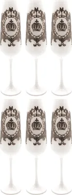Produktbild von Pompöös by Casa Padrino Luxus Champagnerglas Set Weiß / Silber Ø 6 x H. 25 cm - Champagnergläser mit edler Platin Beschichtung - Pompööse Gläser designed by Harald Glööckler