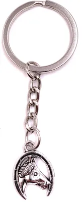 Produktbild von Onwomania Schlüsselanhänger Hufeisen reiten pferd Silber Metall Anhänger Charm