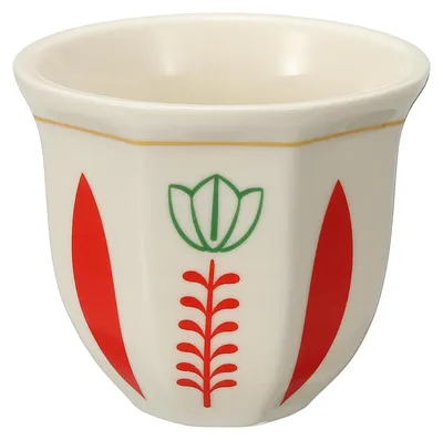 Keramik-Kaffeetasse 250 ml, weiß/rot, exotisches Design