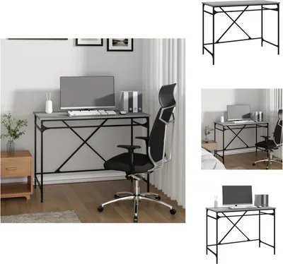 Zdjęcie produktu dla vidaXL Biurko szare Sonoma 100x50x76 cm materiał drewnopochodny i żelazo - Biurka