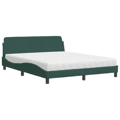 Produktbild von Bett mit Matratze "Dover" Dunkelgrün 160x200 cm Samt