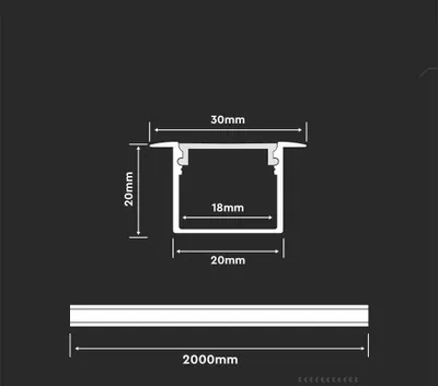 Produktbild von 2 Meter Alu Profile Alu Schiene Profil Abdeckung Kanal System für LED-Streifen  mit Milchglas Abdeckung Profil S