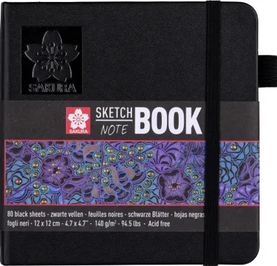 Produktbild von Sakura - Skizzenbuch 80 schwarze Blätter 140gr 120x120mm schwarz | 5 Stück