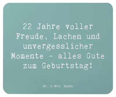 Produktbild von Mr. & Mrs. Panda Mouse Pad Spruch 22. Geburtstag Freude - Meeresbrise - Geschenk, Mauspad, Happy Birthday, pc, Humor, alles Gute zum, Geburtstagsgeschenk, laptop, Alter