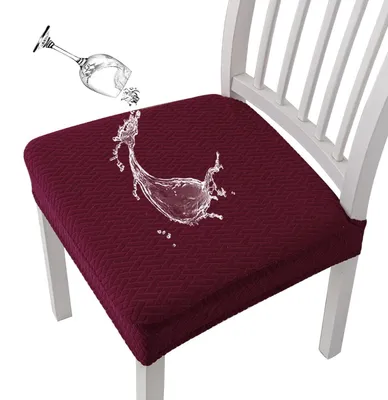 Zdjęcie produktu dla Pokrowce na krzesła z tkaniny Jacquard, wzór diamentu, wodoodporne, kolor: bordo, zestaw 2 sztuk