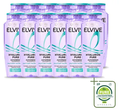 Obrázok produktu pre 12 kusov šampónu L'Oréal Paris Elvive Hyaluron Pure, objem 250 ml – veľké balenie