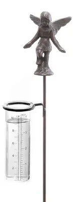 Produktbild von Metall Stecker. Elfe mit REGENMESSER. Gusseisen Fee, schwarz. 90cm