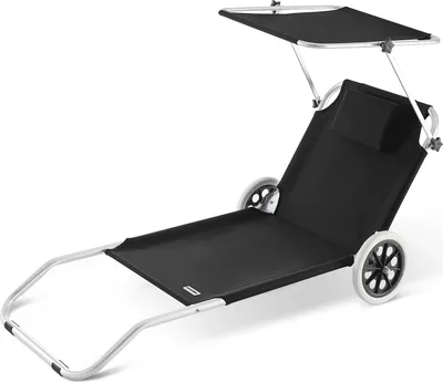 Produktbild von CASARIA® Sonnenliege Klappbar mit Dach Strandliege mit Rollen Tasche Outdoor Klappliege Liegestuhl abnehmbarer Sonnenschutz Liegestuhl 115kg Anthrazit