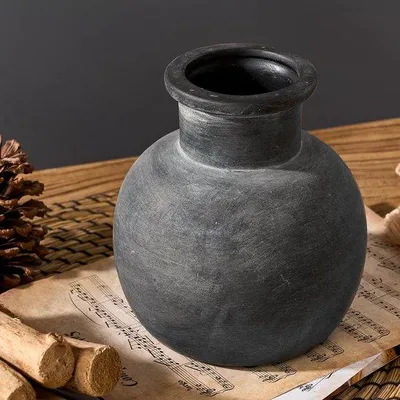 Obrázek produktu pro Terakotová váza 6 palců, styl boho, rustikální dekorace do obývacího pokoje, předsíně, na svatbu, černá