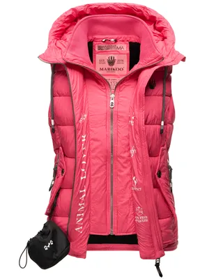 Marikoo Taisaa Damen Übergangs Steppweste mit Kapuze Pink Gr. 34 - XS