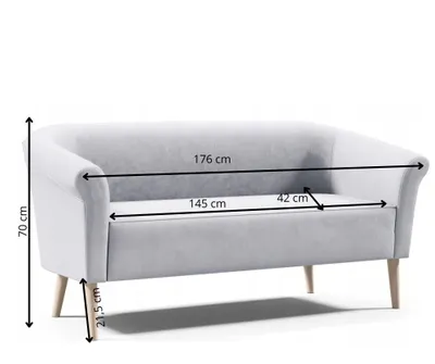 Image de GUTTO Canapé scandinave 3 places --LILIE-- banquette en velours gris clair livraison 7 jours - hauts pieds en hêtre blanc noir