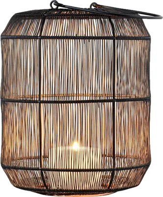 Produktbild von Marrakesch Boho Deko Aesthetic Windlichter Metall Draht 27 cm groß schwarz Gold | Windlicht Teelichthalter Stello als Gartendeko & Wohnzimmer Tisch Deko | Exquisite Kerzenständer für Teelichter