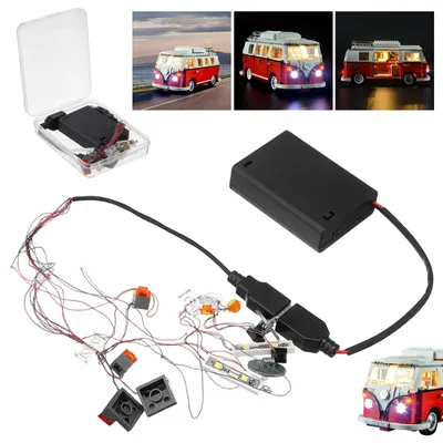 Zdjęcie produktu dla Zestaw oświetlenia LED Creator T1 Campingbus – zestaw oświetlenia kompatybilny z klockami konstrukcyjnymi 10220, zestaw do oświetlenia modelu