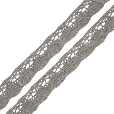 Klöppelspitze Baumwolle ab 1m x 19mm Spitzenband für Hochzeit Deko Nähen Oeko-Tex DIY Farbwahl hellgrau