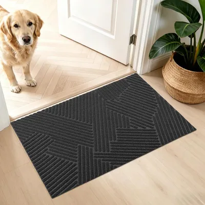 Obrázok produktu pre Podlahová rohož na zachytávanie nečistôt, 50x80 cm, čierna, protišmyková, vhodná do interiéru aj exteriéru