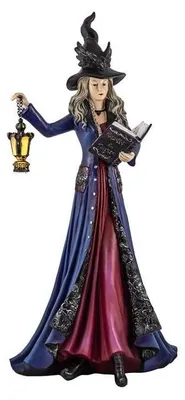 Produktbild von DRW Hexenfigur mit Kandil und handbemaltem Buch aus Kunstharz, 60 cm