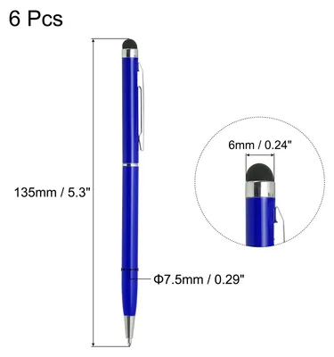 Produktbild von 6Stk Metall Stylus Stift Kugelschreiber 2 in 1 Universal Einziehbar Tinte Stift mit Stylus Spitzen fš¹r Alle Kapazitiven Touchscreen Ger?te Dunkel Blau