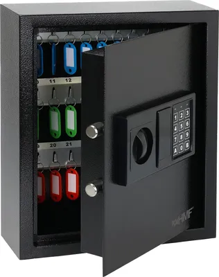 Produktbild von Schlüsseltresor mit Elektronikschloss & 48 Haken, 36 x 30 x 10 cm, HMF, Schwarz