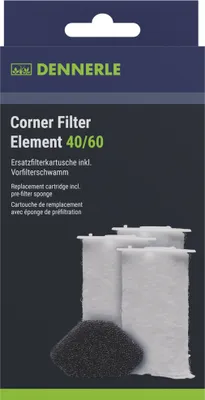Produktbild von Dennerle Corner Filter Element 40/60, 3er-Pack - Ersatzfilterkartusche und Vorfilterschwamm