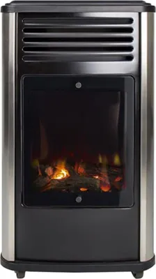Image de Poele à gaz 3.4KW Noir Effet feu de bois 3 niveaux de chauffe 40-80m2 Manhattan