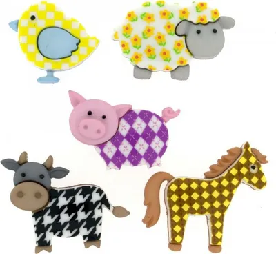 Produktbild von Dress It Up Knöpfe mit Tiermotiven : Poppige Tiere Motiv: Poppige Tiere