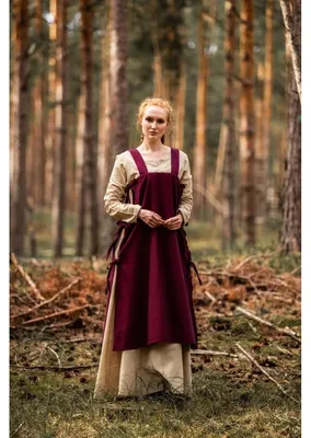 Produktbild von Mittelalterliches Überkleid Hildegard Rot XXL mit Bändern und breiten Trägern für Markttage