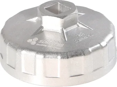 A silver oil filter cap tool.