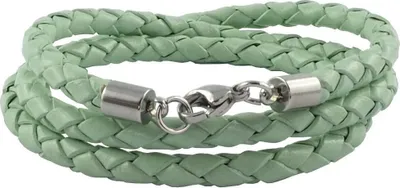 Produktbild von König Design Lederkette Lederband Leder-Armband 7 mm Herren Halskette 17 cm - 100 cm geflochten, Länge:80 Zentimeter, Farbe:Mint Grün