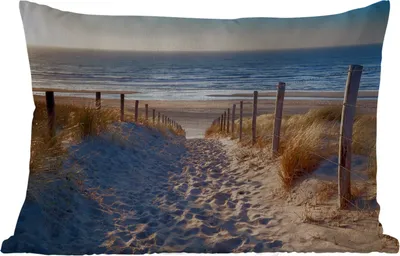 Produktbild von MuchoWow® Outdoor Kissen - Strand - Meer - Niederlande - Dünen - Sonne - 60x40 cm - Wetterfest - Lounge Kissen - Zierkissen - Kissen für Innenräume