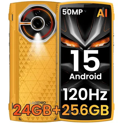 Image de Smartphone portable LAGENIO Panther2 Pro Sand Outdoor, 6,7 pouces, 120 Hz, GPS, appareil photo 50 MP, étanche IP68, protection contre les chutes, chantier, batterie longue durée 5150 mAh