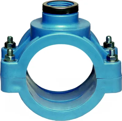 Produktbild von Unidelta PP Anbohrschelle mit Innengewinde und Verstärkung PN16 blau 32mm x 1/2" für PE Rohr - Trinkwasser Fitting