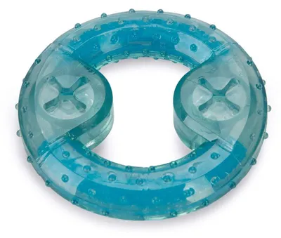 Productafbeelding van Hondenspeelgoed voor pups - koelbijtring van pluche - 10 x 10 x 2,3 cm - blauw