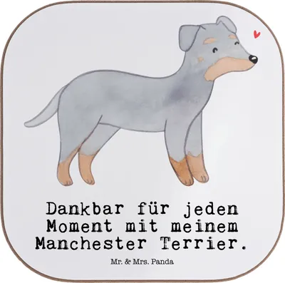 Produktbild von Mr. & Mrs. Panda Untersetzer für Gläser Manchester Terrier Moment - Weiß - Geschenk, Coaster, Tassenuntersetzer, gläseruntersetzer, bieruntersetzer, Glas